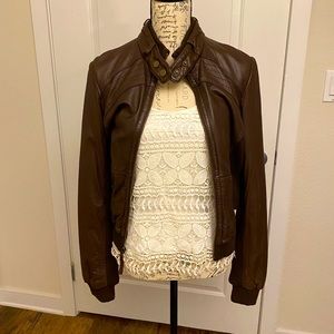 Idra Brown Leather Jacket. Size Small.